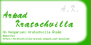 arpad kratochvilla business card